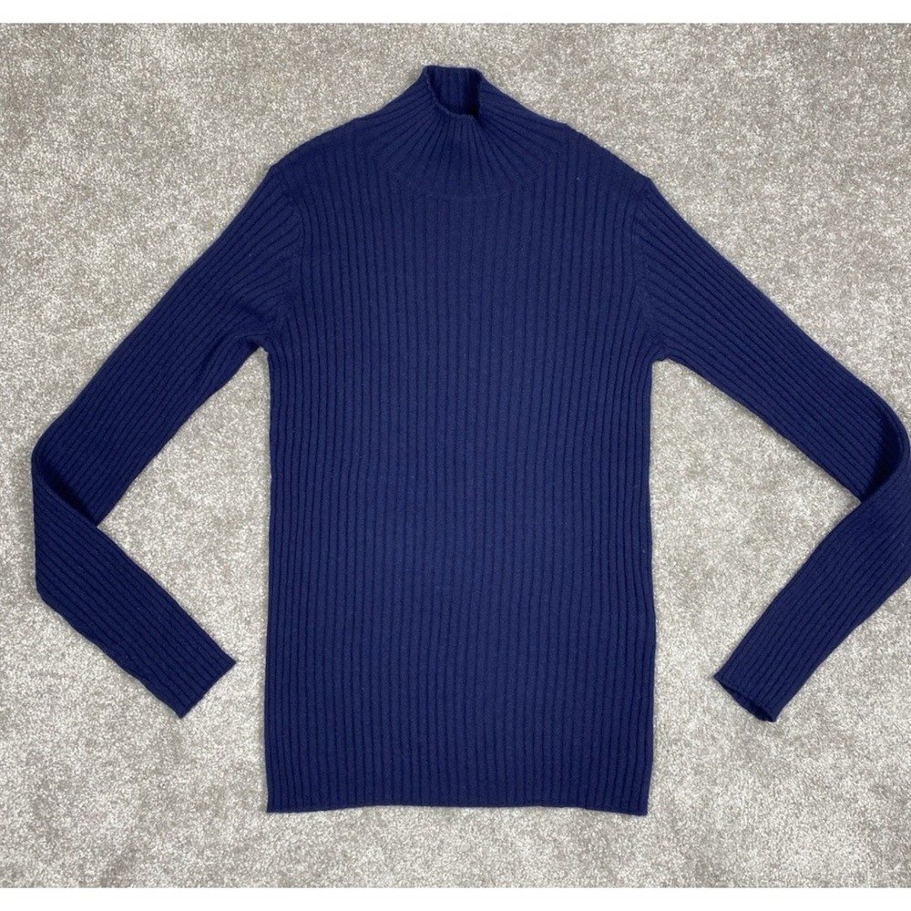 Cashmere Project Sweater Womens Sz Small Navy Lightweight Mock Neck